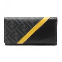 フェンディ ズッカ 7M0264 レザー ロングウォレット ブラック×イエロー