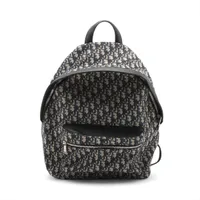 ディオール オブリーク キャンバスxレザー バックパック/リュック ネイビーxブラック