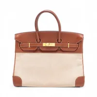 エルメス バーキン35 ルトゥルネ トワルアッシュxバレニア エクリュxフォーブ ゴールド金具 □N:2010年