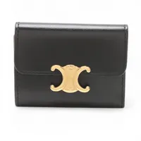 セリーヌ トリオンフ レザー コンパクトウォレット ブラック