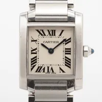 カルティエ タンクフランセーズSM W51008Q3 SS SS QZ アイボリー文字盤