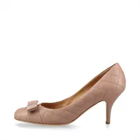 フェラガモ ヴァラ レザー パンプス 6 1/2 レディース ピンク CARLA 70 キルティング 箱 袋あり