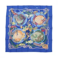 エルメス カレ90 GRANDS FONDS 深海 スカーフ シルク ブルー