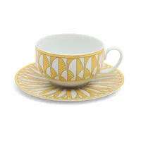 エルメス ソレイユドゥエルメス カップ&ソーサー 陶器 ホワイト×イエロー 底印「アンカー」