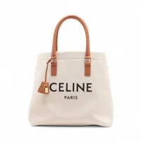 セリーヌ ホリゾンタルカバ キャンバスxレザー トートバッグ ベージュ