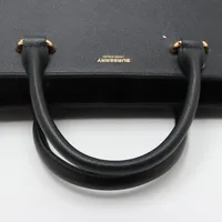 バーバリー ノバチェック キャンバスxレザー ハンドバッグ ブラックx