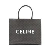 セリーヌ トリオンフ ホリゾンタルカバ PVCxレザー トートバッグ ブラック