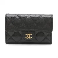 シャネル マトラッセ キャビアスキン カードケース ブラック ゴールド金具 ランダムシリアル