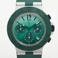 ブルガリ アルミニウム BB40ATCH AL AL×ラバー AT グリーン文字盤