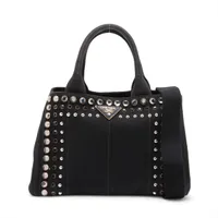 プラダ カナパ S 2way ハンドバッグ キャンバス ビジュー ブラック プラダ カナパ キャンバス 2WAYハンドバッグ ブラック A4310578｜中古
