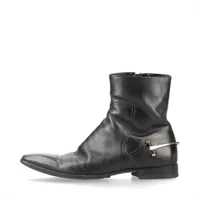 グッチ レザー ショートブーツ 40 メンズ ブラック 132495 リフト補修 インソール剝がれ 補修ひび割れ 剝がれ有