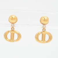 ディオール CD Navy CDネイビー ピアス(両耳用) GP ゴールド