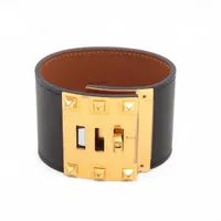 エルメス ケリードッグ □P刻印：2012 ブレスレット S GP×革 ブラック×ゴールド