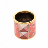 エルメス コリエドシアン スカーフリング エナメル×メタル コーラル