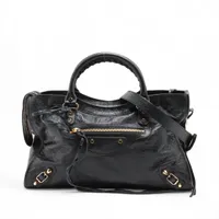 バレンシアガ ル シティ ミディアム レザー 2WAYハンドバッグ ブラック