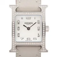 エルメス Hウォッチ HH1.131 SS SS×革 QZ シェル文字盤