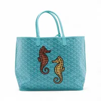 ゴヤール アンジュPM PVCxレザー トートバッグ ブルー