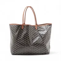 ゴヤール サンルイGM PVCxレザー トートバッグ ブラウン