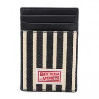 ボッテガヴェネタ マキシイントレチャート カセット キャンバス×レザー カードケース ネイビー