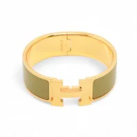 エルメス クリッククラック Hバングル ブレスレット GP×エナメル グリーン×ゴールド