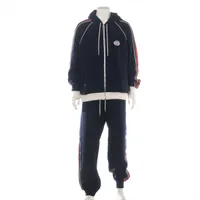 グッチ シェリーライン ウール セットアップ XXL/XL メンズ ネイビー  673290/673329 ウェブストライプ パーカーブランドタグ欠品 ツレ有 毛玉毛羽立ち有