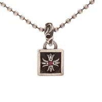 クロムハーツ フレームドCHプラス ネックレス 925 9.9g 1ルビー ボールチェーン付