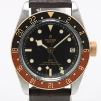 チュードル ブラックベイ GMT 79833MN SS×YG SS×革 AT ブラック文字盤