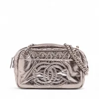 イッセイミヤケ バオバオ PVC チェーンショルダーバッグ シルバー