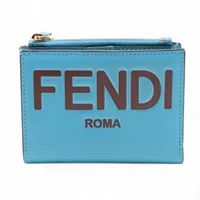 フェンディ ロゴ ローマ 8M0447 レザー コンパクトウォレット ブルー