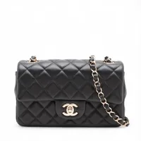 シャネル ミニマトラッセ20 ラムスキン シングルフラップ シングルチェーンバッグ ブラック ゴールド金具 ランダムプレート A69900