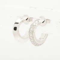 ティファニー Tワン フープ ダイヤ ピアス 750(WG) 6.7g d0.20 d0.20