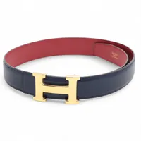 エルメス Hベルト ○W:1993 ベルト 70 GP×革 ネイビー×レッド