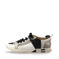 エルメス レザー スニーカー 42 メンズ ホワイト×ブラック×グレー 181331ZH ひび割れ有 インソール下 ソールつま先 若干の剝がれ有