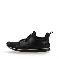 エルメス レザー×ファブリック スニーカー 42 ユニセックス ネイビー 172303ZH シワ有 ソール 剝がれ有 リフト補修あり