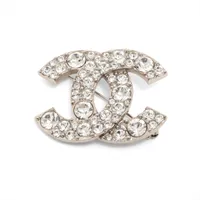 シャネル ココマーク A13V ブローチ GP×ラインストーン シルバー