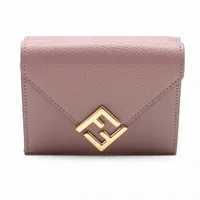 フェンディ FFダイヤモンド 8M0480 レザー コンパクトウォレット ピンク