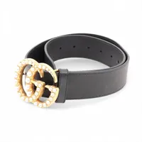 グッチ 453260 ダブルG ベルト 75 GP×革 ブラック