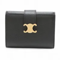 セリーヌ トリオンフ レザー コンパクトウォレット ブラック