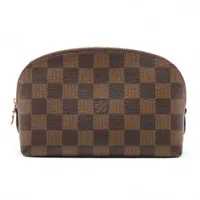 ヴィトン ダミエ ポシェットコスメティックPM N47516 ブラウン×レッド ポーチ