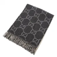 グッチ 726551 GGジャガード マフラー ウール ブラック×ベージュ