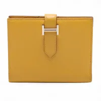 エルメス ベアンコンパクト ヴォーエプソン コンパクトウォレット ジョーヌアンブル シルバー金具 Z:2021年