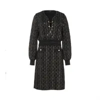 シャネル ヴィルジニー ヴィアール 20年 メティエダール ウール×ポリエステル セットアップ 38 レディース ブラック×ゴールド  P64678K60681/P64722K60681 Look46 スパンコール