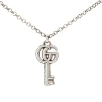 グッチ アラベスク ダブルGキー ネックレス 925 15.5g シルバー
