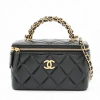 シャネル マトラッセ シャイニーラムスキン 2WAYショルダーバッグ バニティ ブラック ゴールド金具 ランダムシリアル