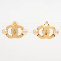 シャネル ココマーク 02A イヤリング(両耳用) GP×フェイクパール ゴールド