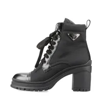 プラダ Re Nylon リ ナイロン ナイロン×レザー ショートブーツ 38 レディース ブラック トライアングルロゴ 袋 箱あり スレ有