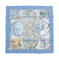 エルメス カレ90 Les Quatre Saisons 四季 スカーフ シルク ライトブルー