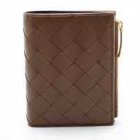 ボッテガヴェネタ イントレチャート レザー コンパクトウォレット ブラウン