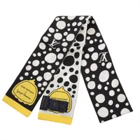 ヴィトン×草間彌生 M78291 バンドーインフィニティドット OS4262 スカーフ シルク ブラック×ホワイト イエロー パンプキン LV×YK