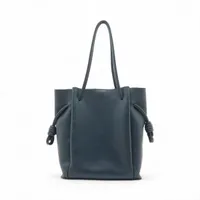 ロエベ フラメンコノット レザー トートバッグ ブルー